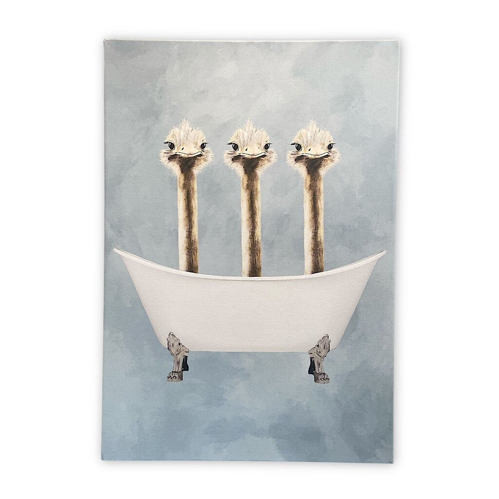 Ostriches in Bathtub on Canvas