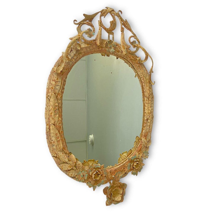 Mirror Framed in Metal with Floral Detailing