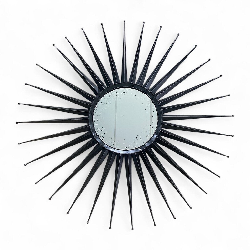 Metal Sunburst Framed Round Mirror