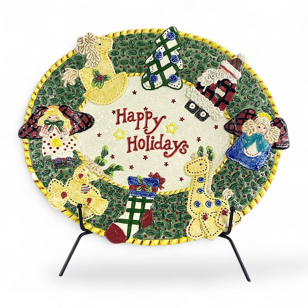 Happy Holidays Wreath Serving Platter