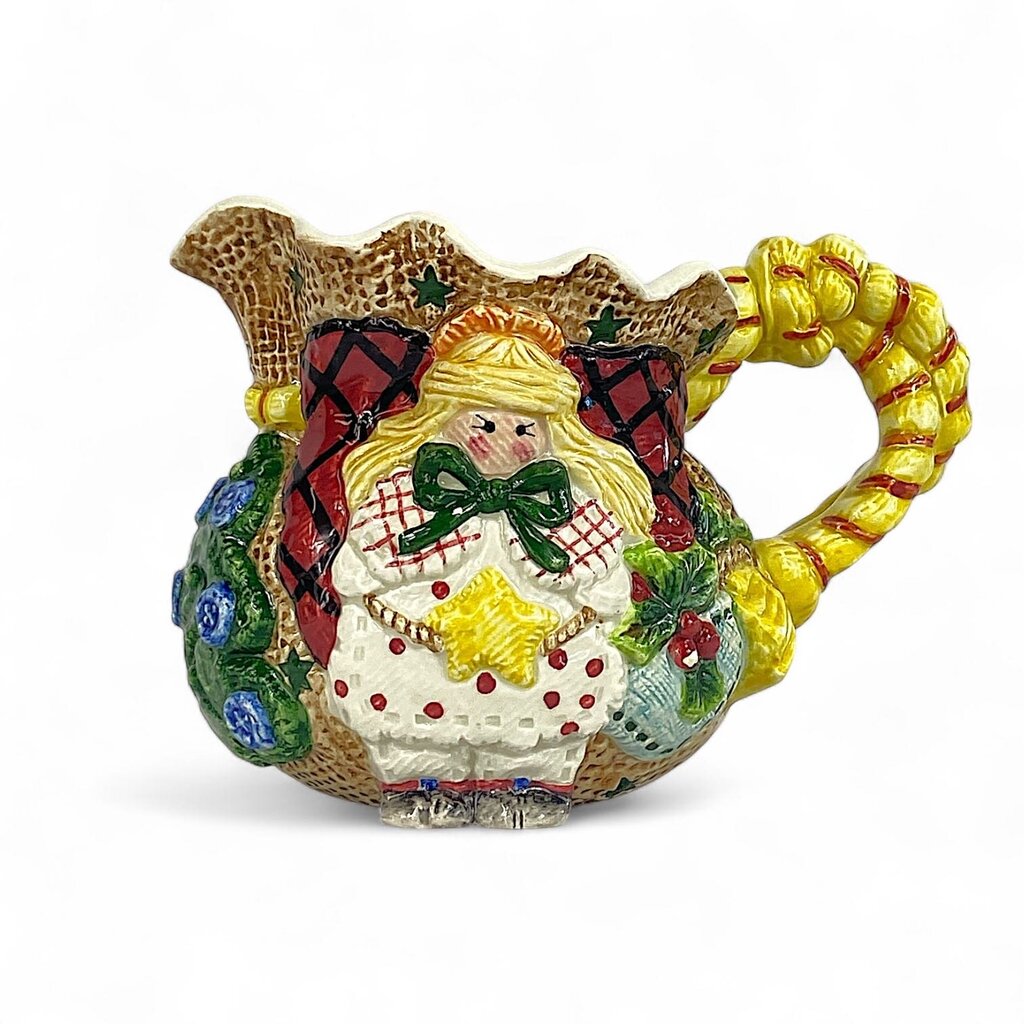 Homespun Folk Art Christmas Creamer
