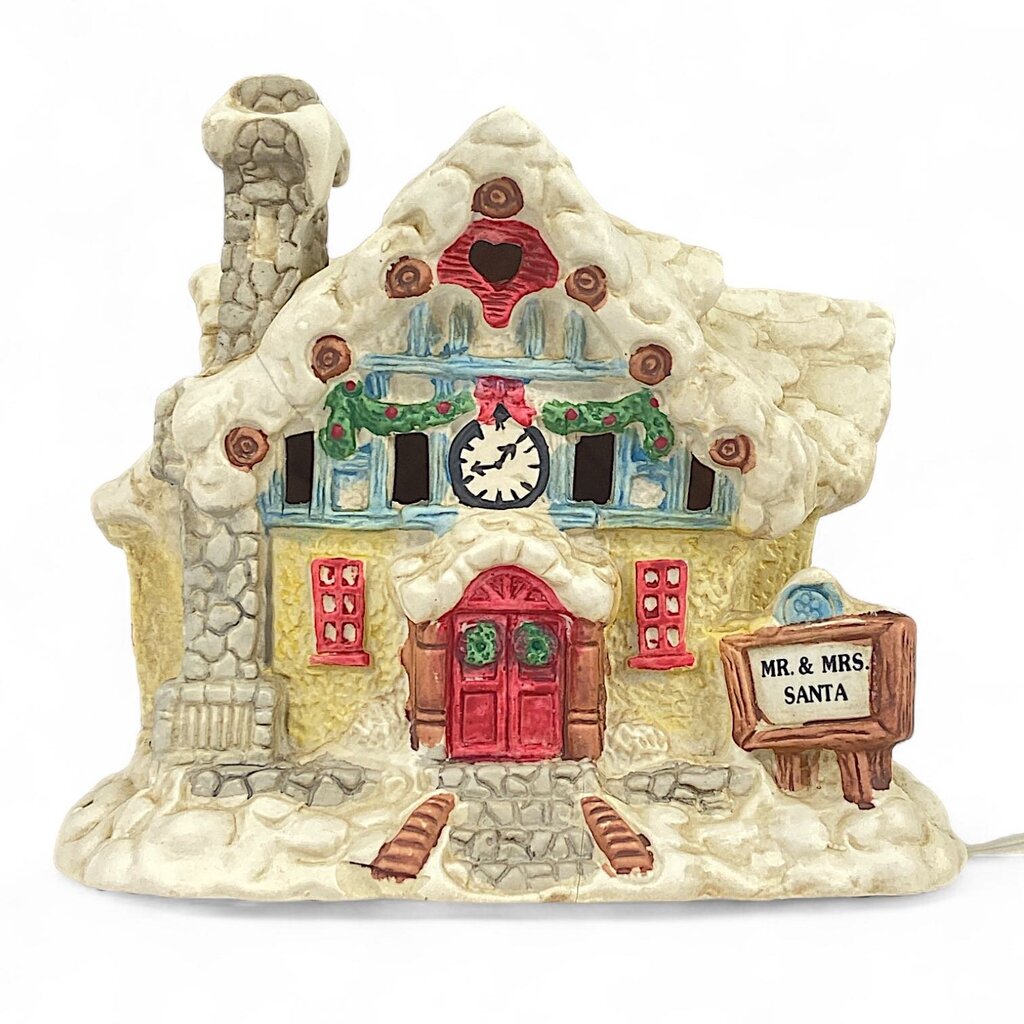 Porcelain Mr. & Mrs. Claus's Home with Plug-in - Box Available