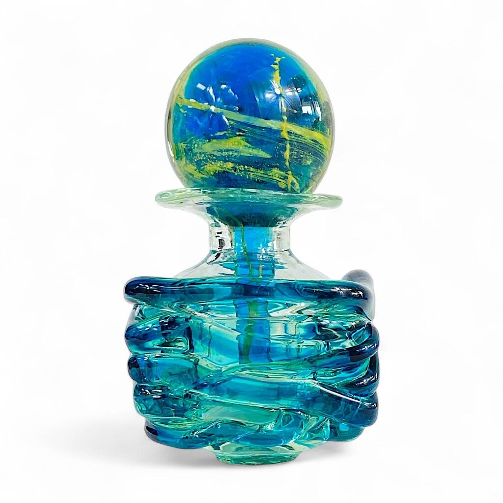 Blue Summer Pattern Glass Perfume Bottle with Stopper