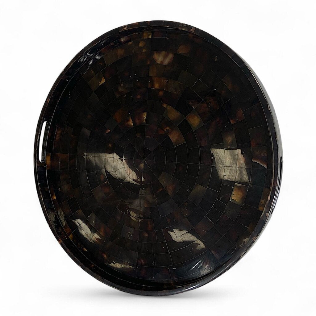 Abalone Shell Tiled Round Serving Tray