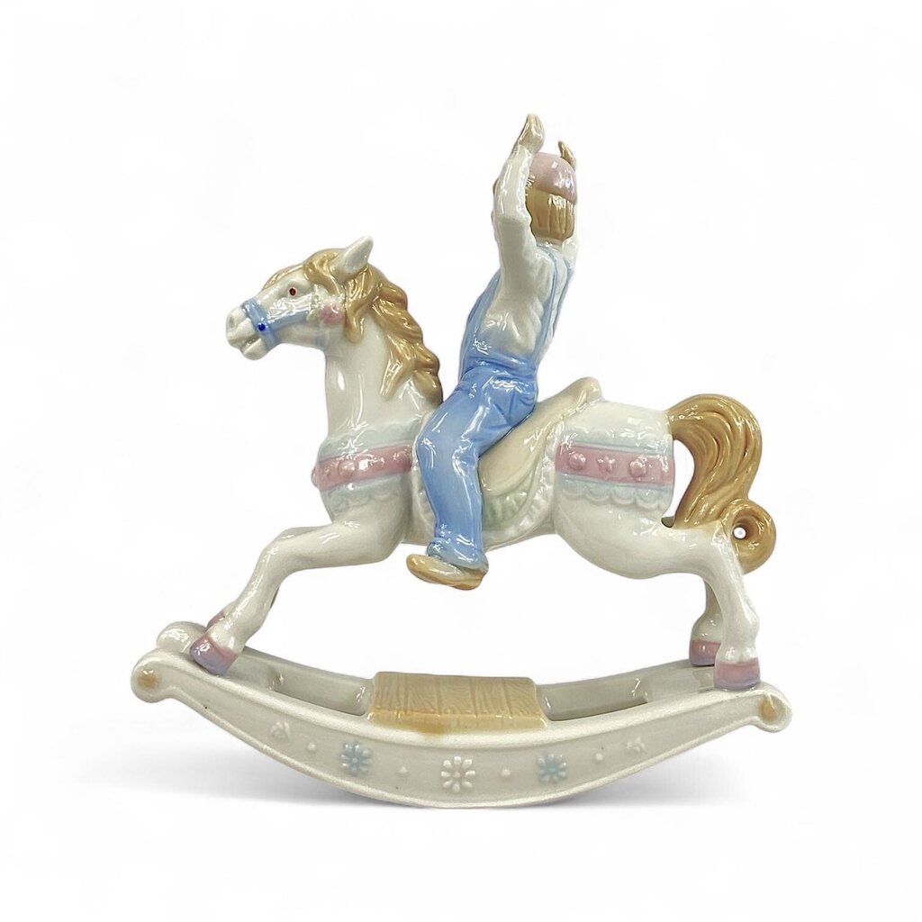 Boy on Rocking Horse Porcelain Figurine
