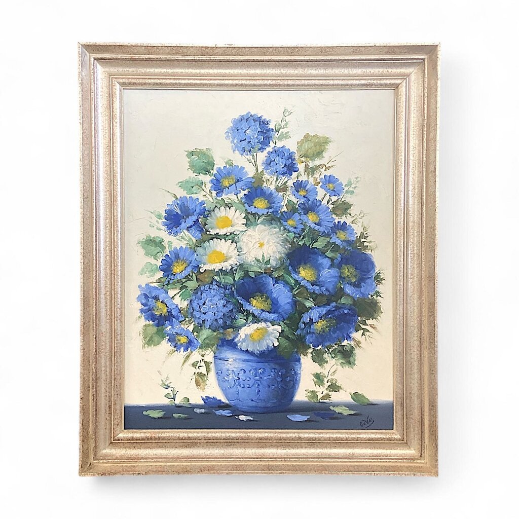 Still Life Vase with Flowers Painting in Frame