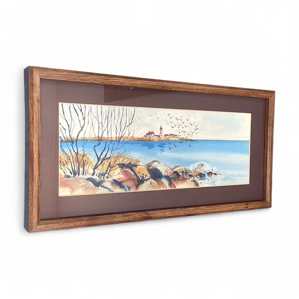 Coastal Landscape Watercolor in Frame