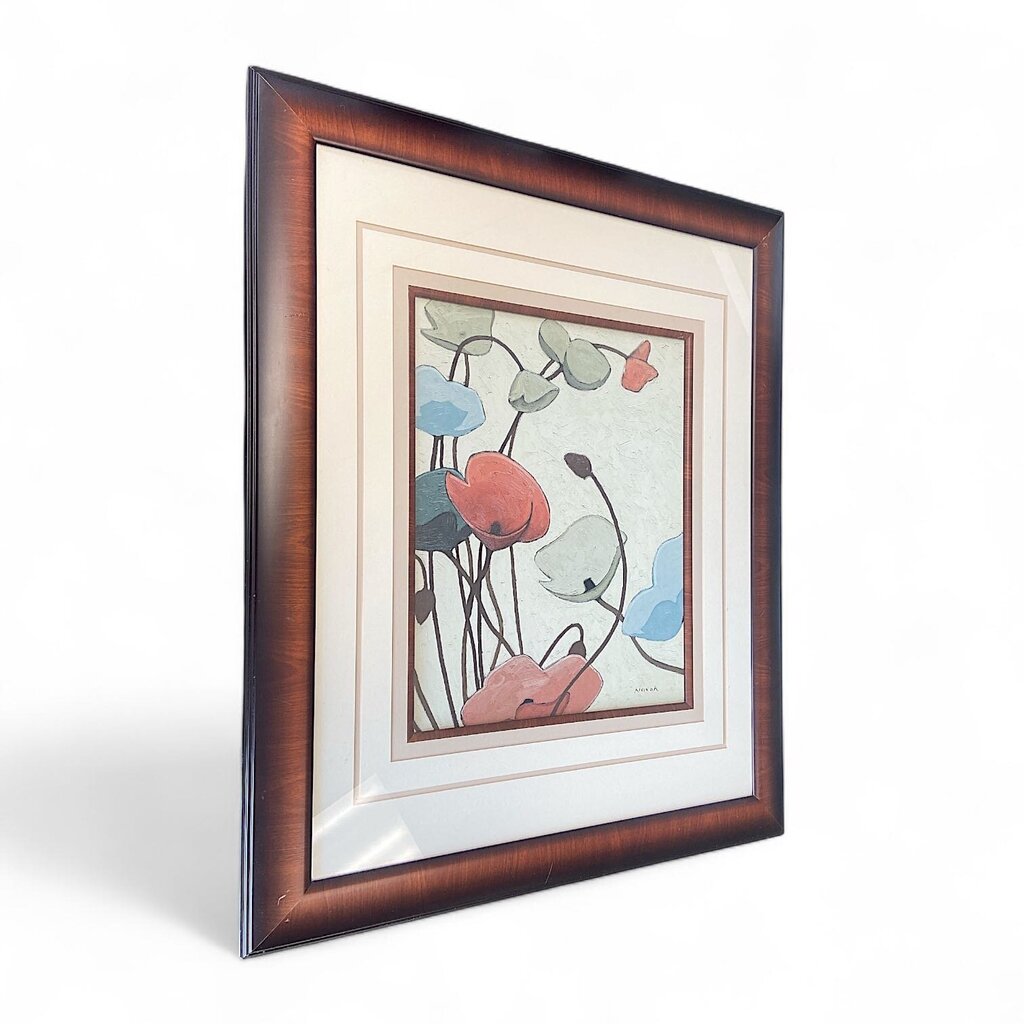 "Floral Blue Payots Ondule" Print in Frame