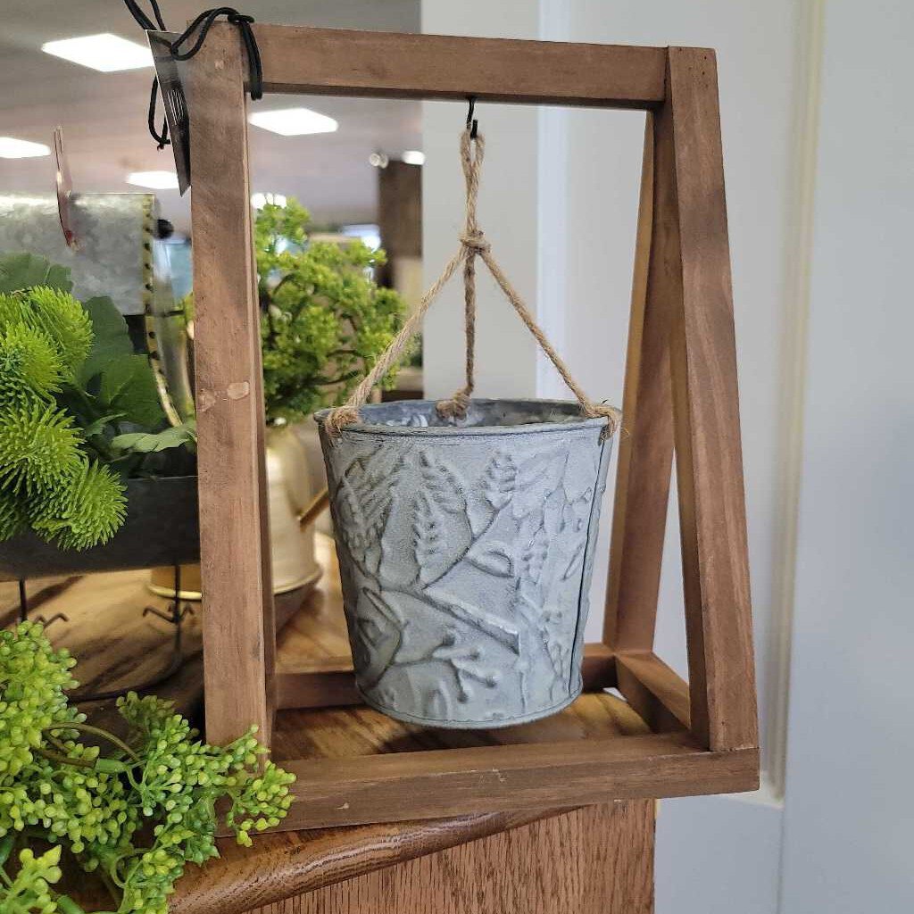 hanging planter buckets Tin Bucket Planter Hanging