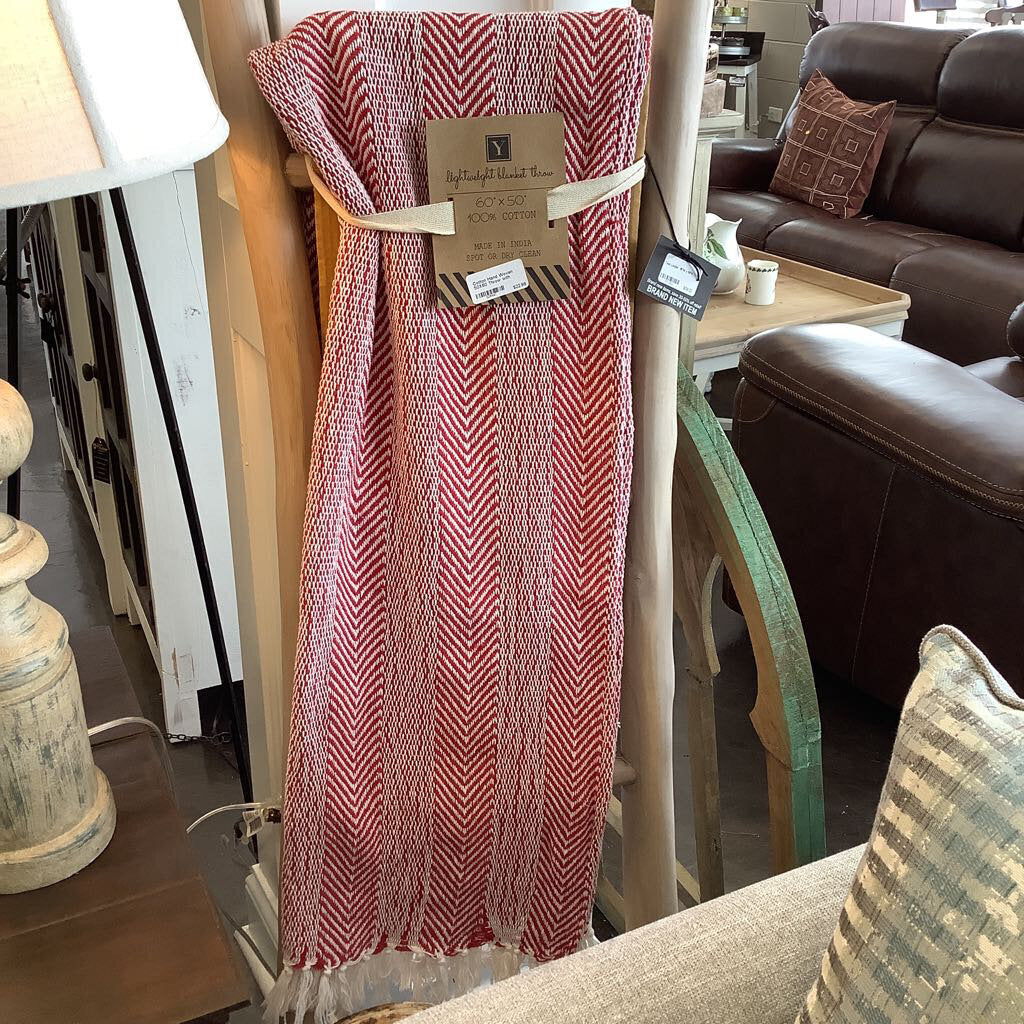 Cotton Hand Woven 50X60 Throw with Tassels, Red - Acosta's Home