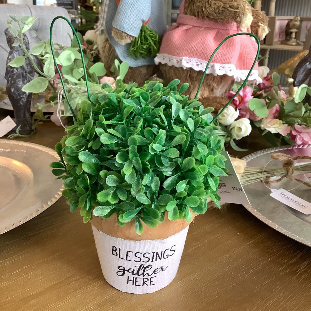 Boxwood Planter with Bunny Ears