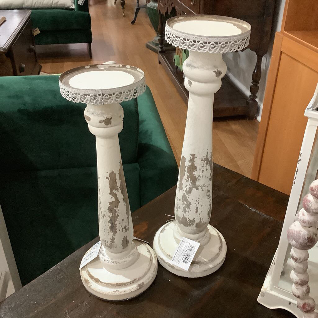 Set/2 Wood Candleholders