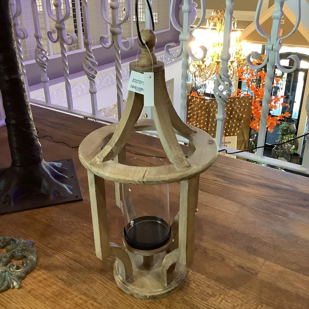 Wood/Glass Candle Holder