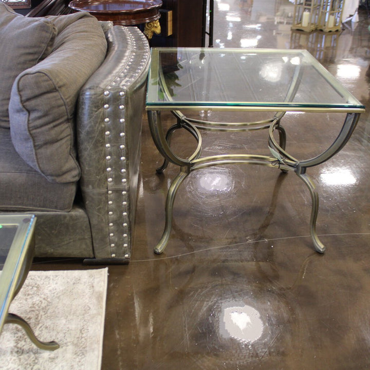 Glass and Metal Lamp Table