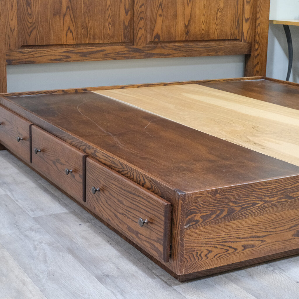 Solid Wood King Platform Bed with Storage