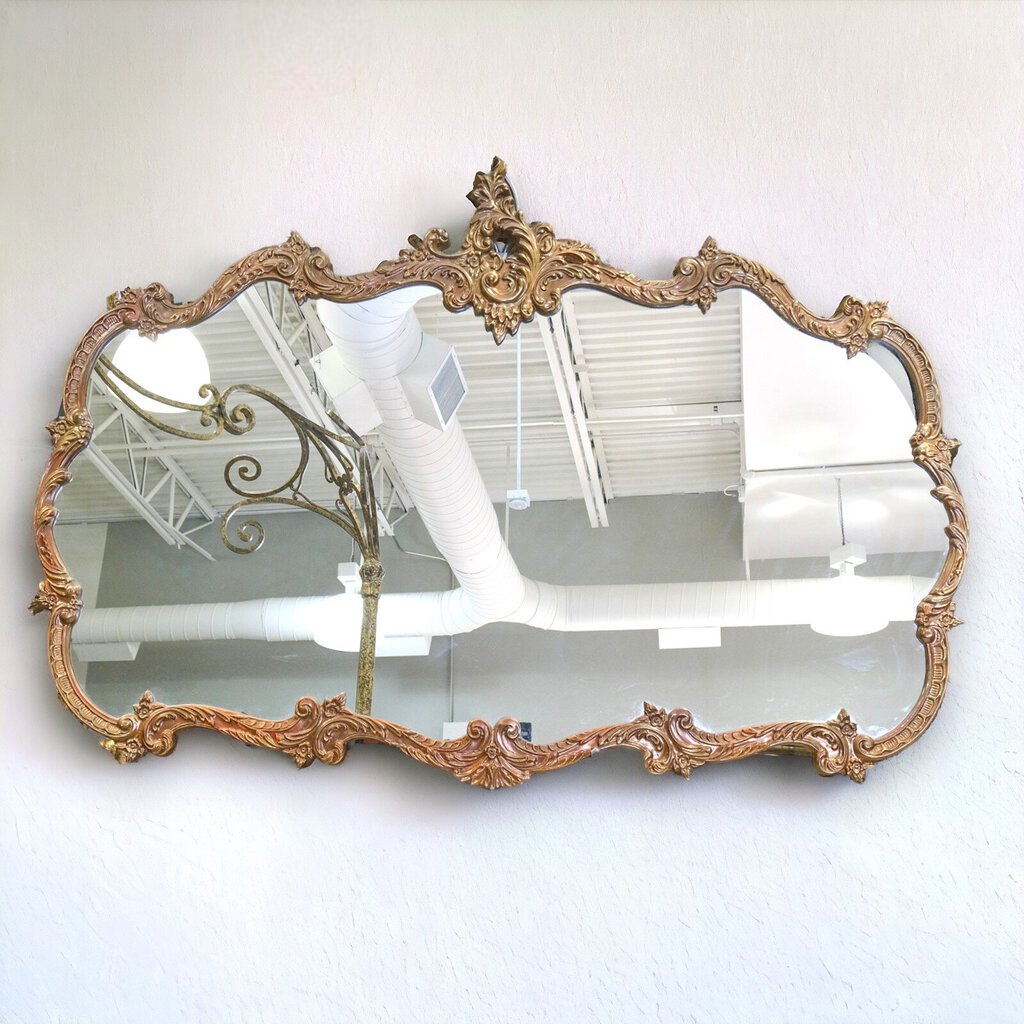 Large Vintage Louis XV Style Gilt and Carved Mirror
