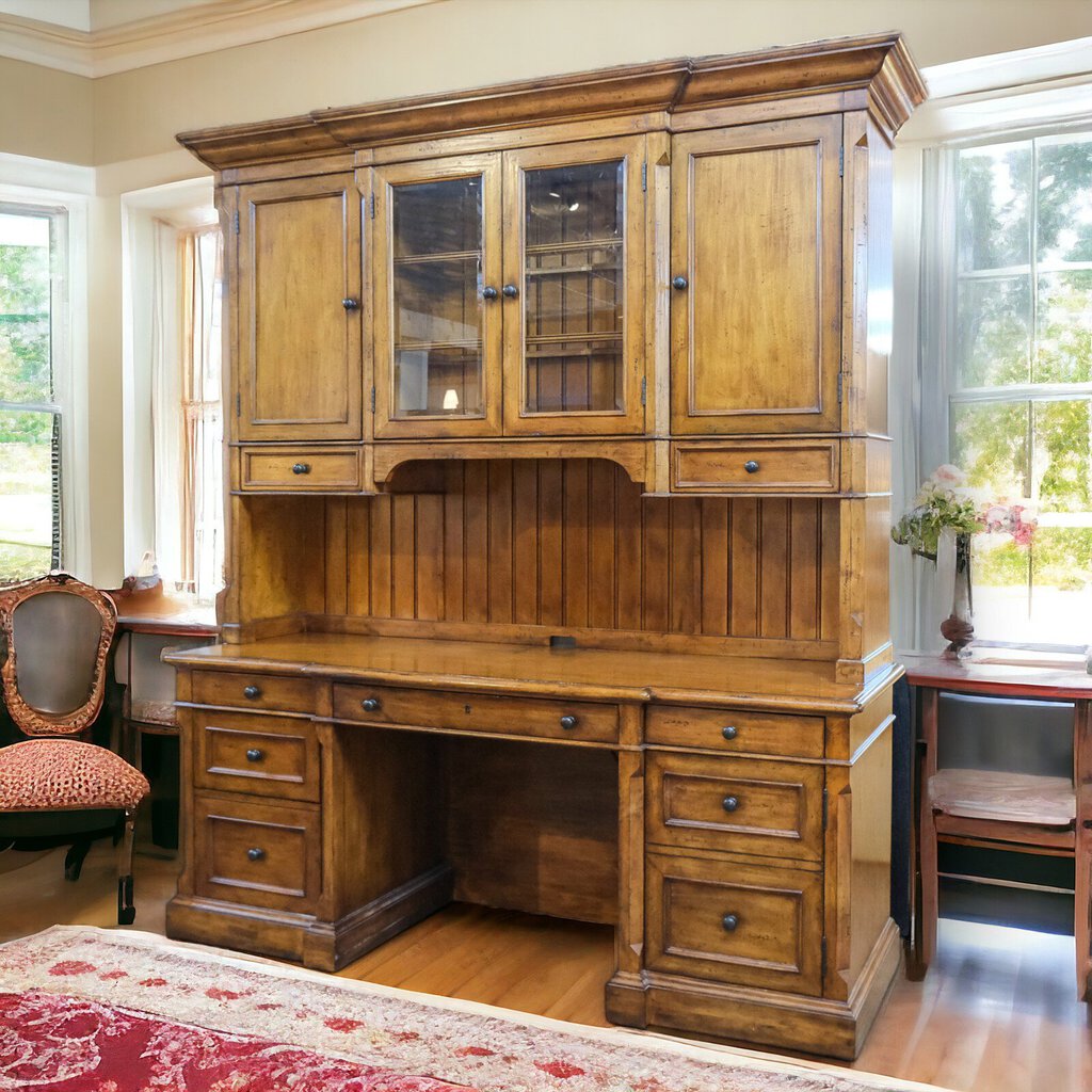 Orig Price $8000 - Wooden Desk with Hutch