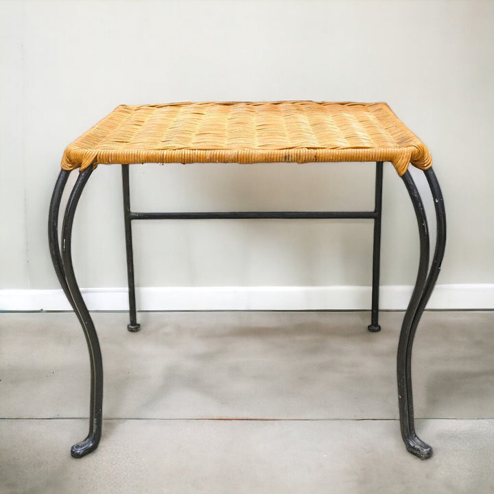 Wicker and Metal Side Table