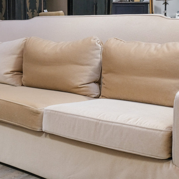 Orig. Price $18,000 - Fully Custom Mohair High Back 3 Seat Sofa