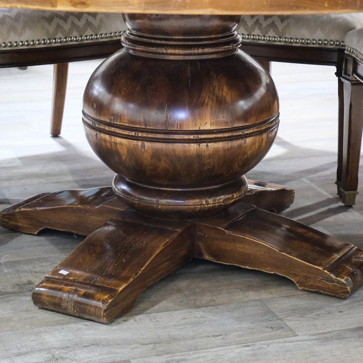 Orig. Price $18,000 - Round Parquet Pedestal Dining Table