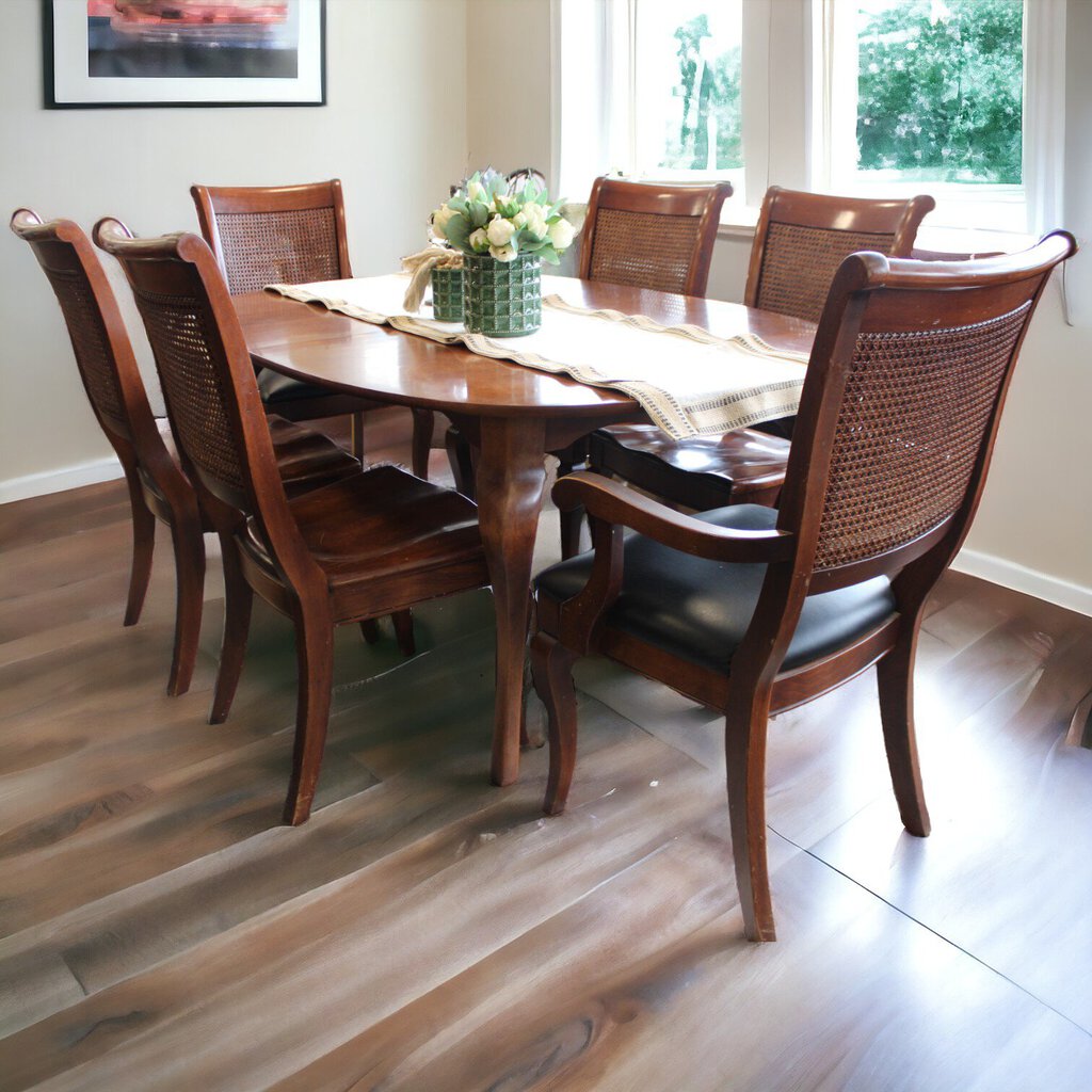 Wood Dining Set w/ 6 Chairs