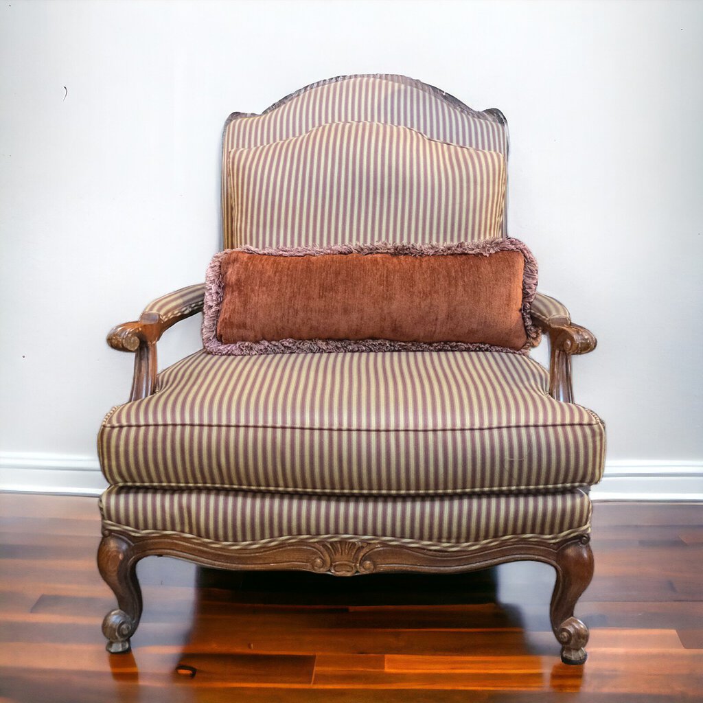 Stripe Oversize Arm Chair with Lumbar Pillow