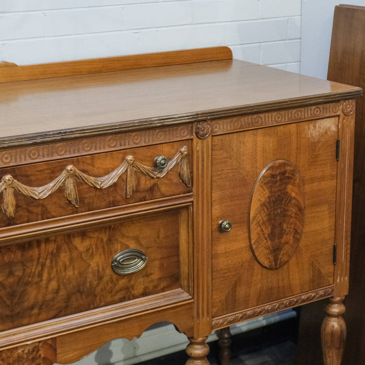 Early 20th Century Jacobean Revival Walnut and Burled Wood Sideboard