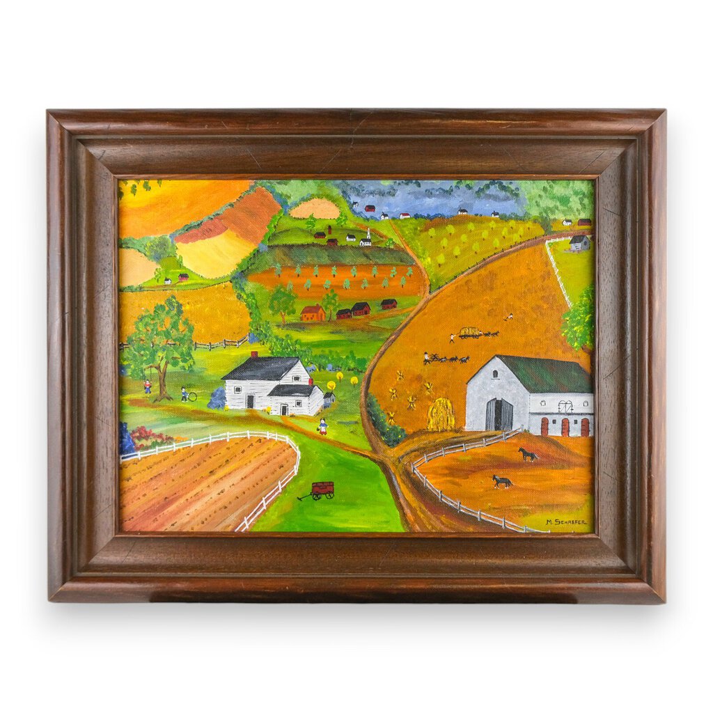 Farm Landscape Oil Painting - M. Schaefer