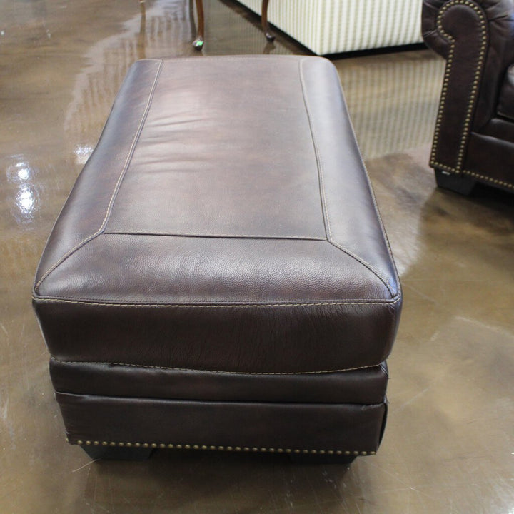 Blended Leather Armchair w/ Ottoman