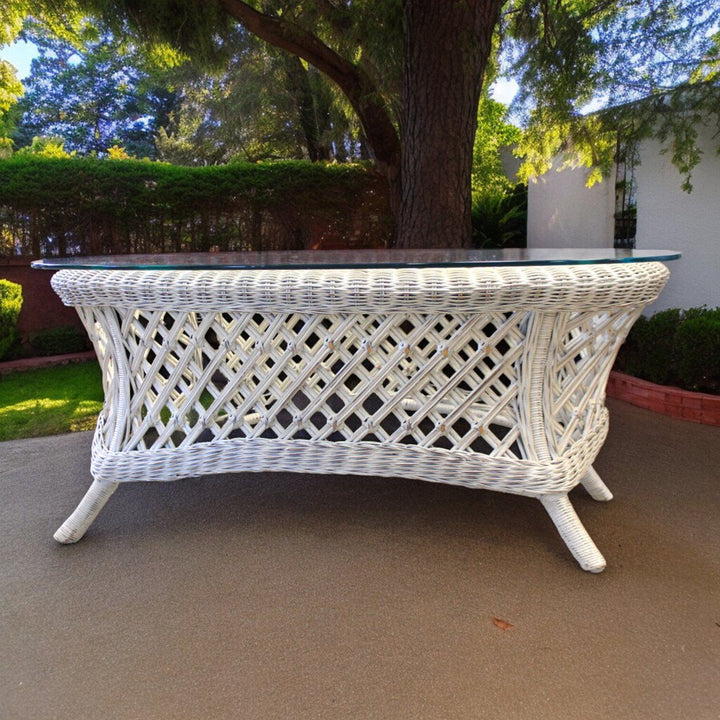 Wicker Cocktail Table w/ Glass Top