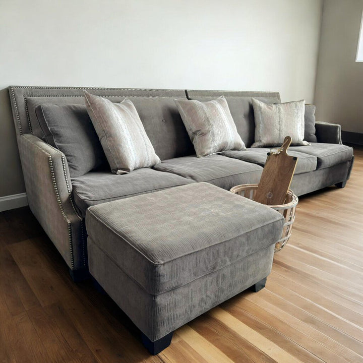 2 Piece Sofa with Ottoman and 5 Pillows