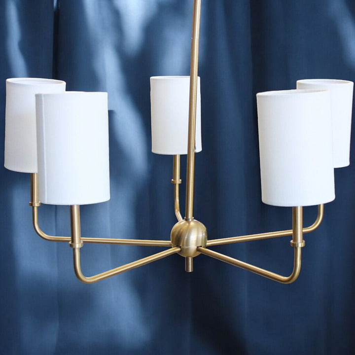 Orig Price $395 - Brass Chandelier w/ 5 Shades