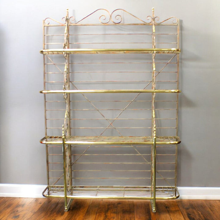 Vintage Brass/Wrought Iron Bakers Rack