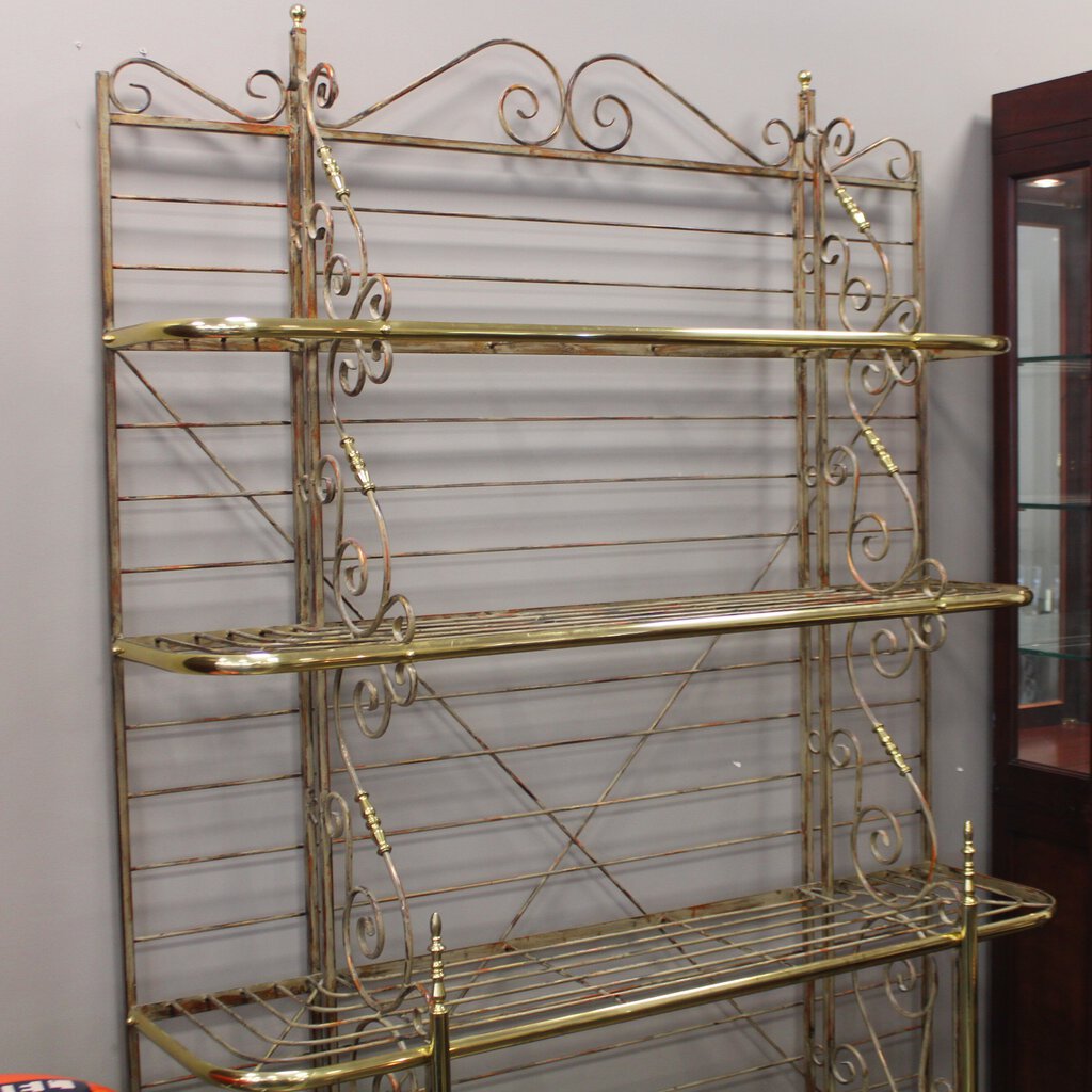 Vintage Brass/Wrought Iron Bakers Rack