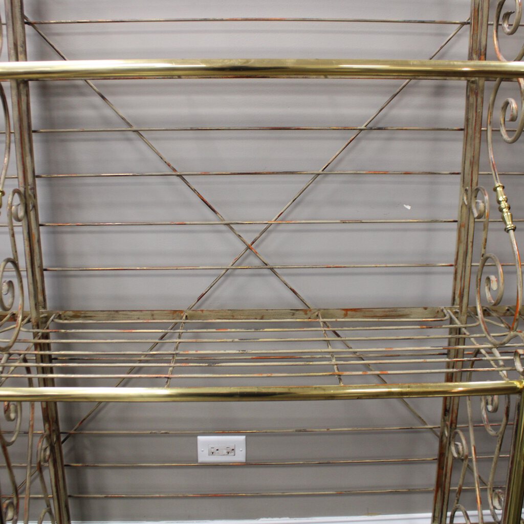 Vintage Brass/Wrought Iron Bakers Rack