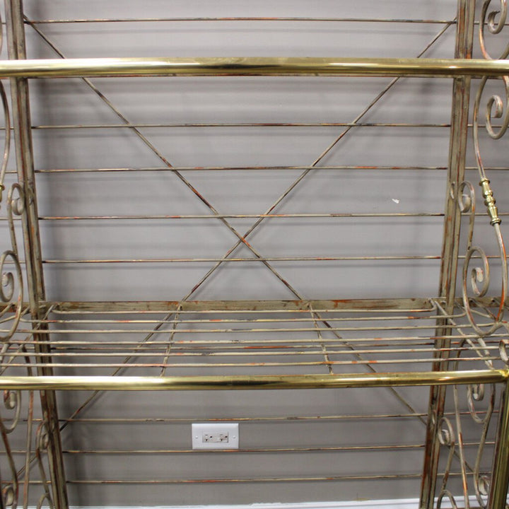 Vintage Brass/Wrought Iron Bakers Rack