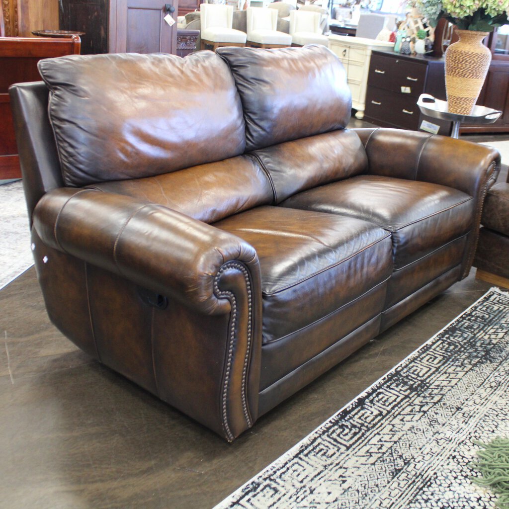 Orig Price $2600 - Leather Manual Reclining Loveseat