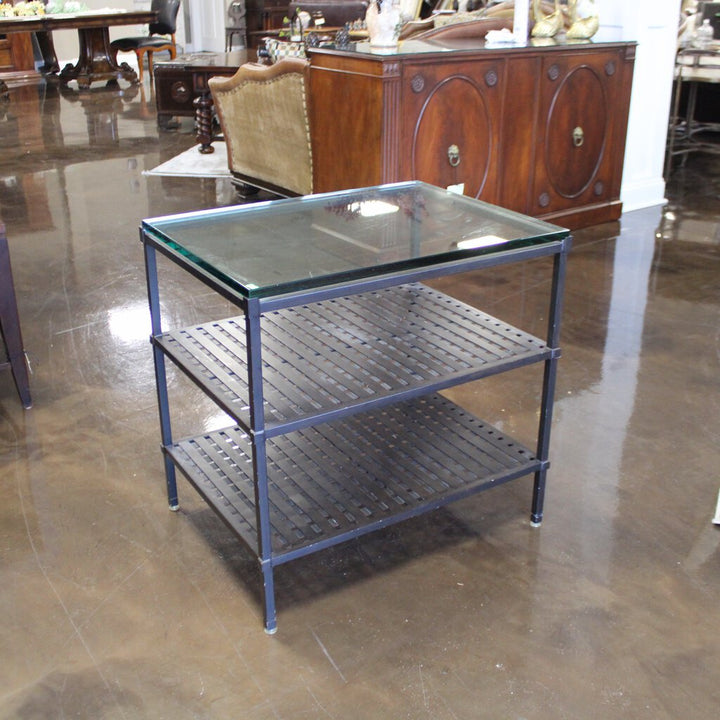 Orig Price $1500 - Metal Side Table w/ Glass Top