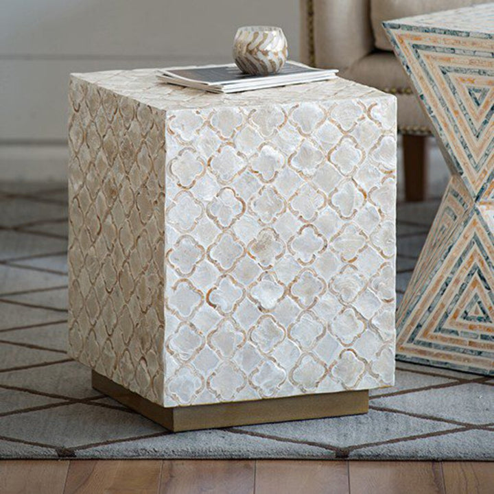 Capiz Cube Stool End Table