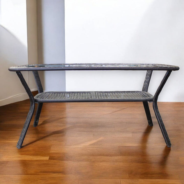 Orig Price $630 - Wicker Cocktail Table w/ Glass Top