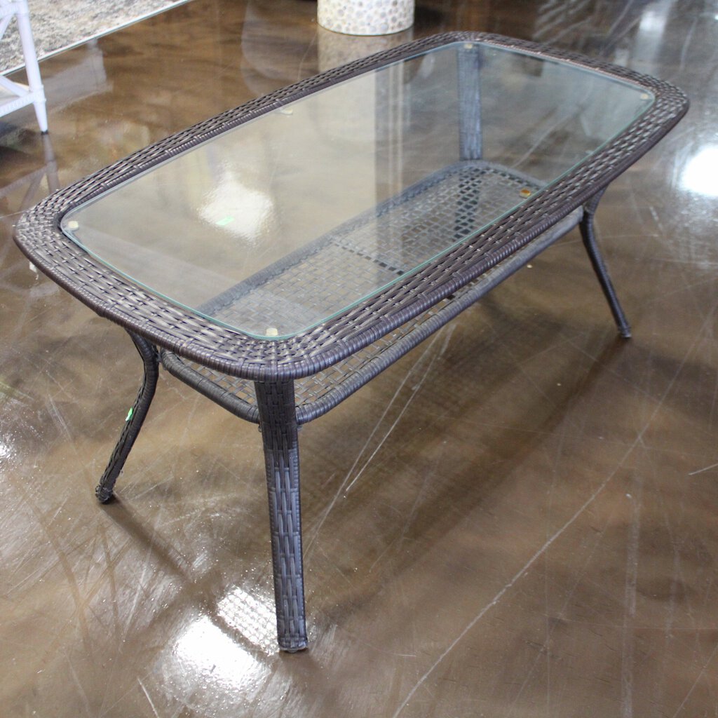 Orig Price $630 - Wicker Cocktail Table w/ Glass Top