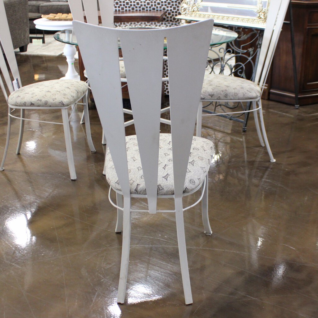 Glass and Metal Dining Table w/ 4 Chairs