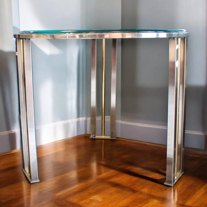 Round Glass & Chrome End Table