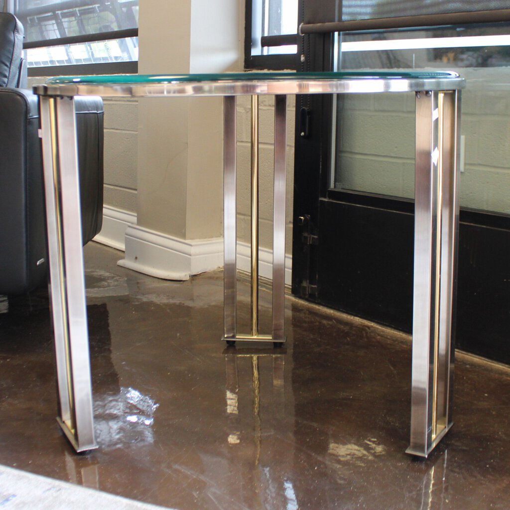 Round Glass & Chrome End Table