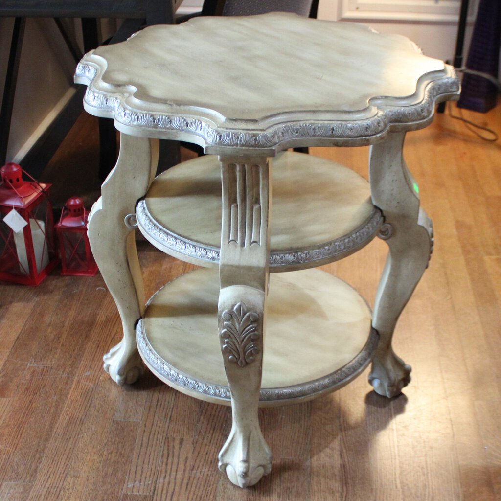 Orig Price $1200 - Round End Table w/ 2 Shelves