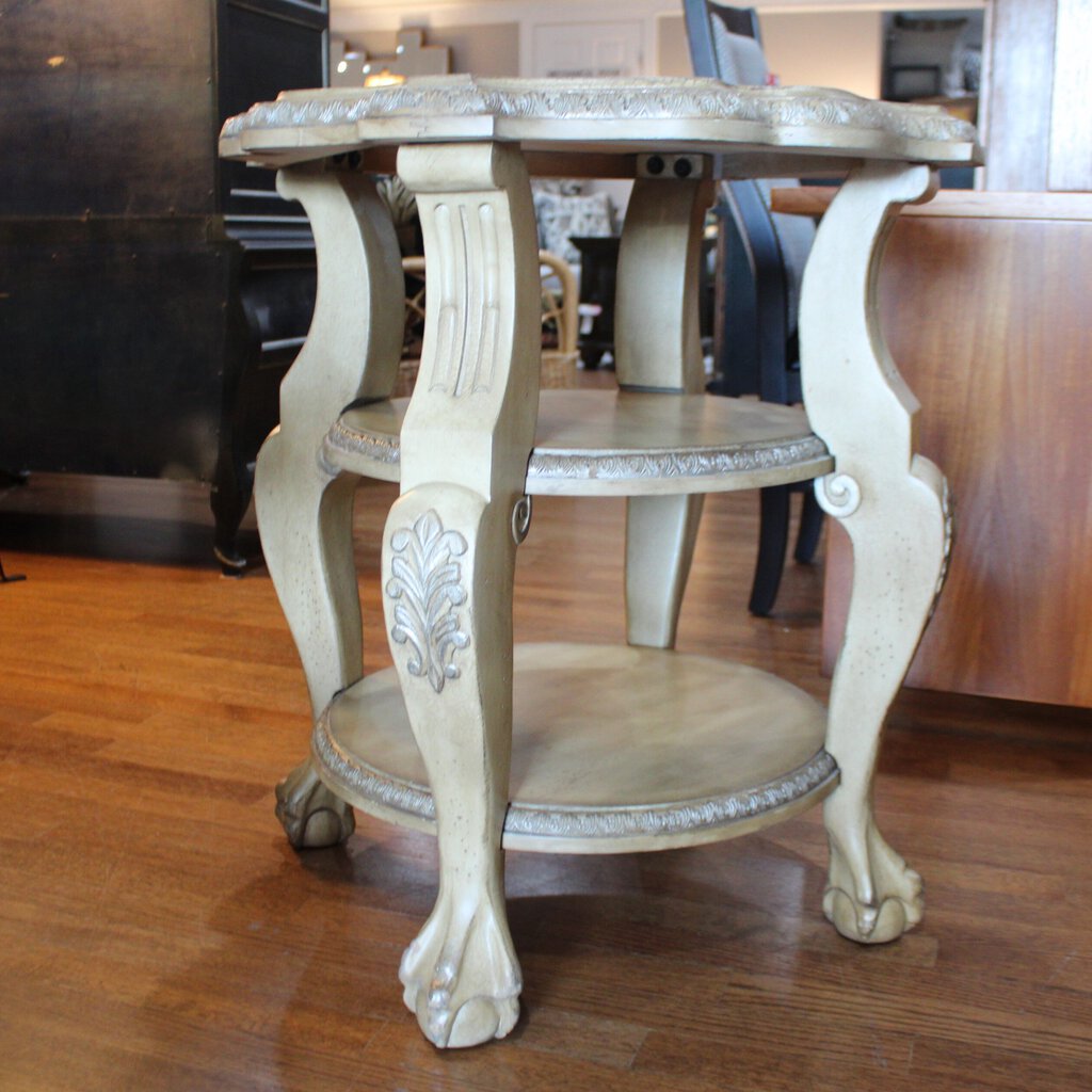 Orig Price $1200 - Round End Table w/ 2 Shelves