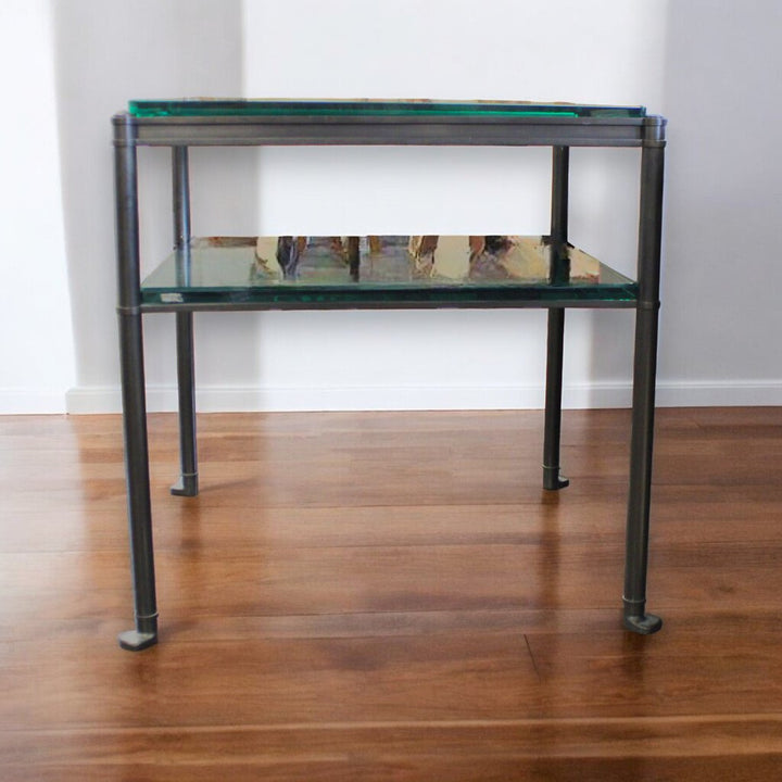 Glass End Table W/ Glass Shelf