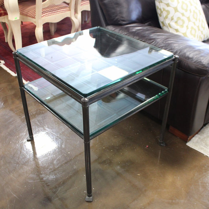 Glass End Table W/ Glass Shelf