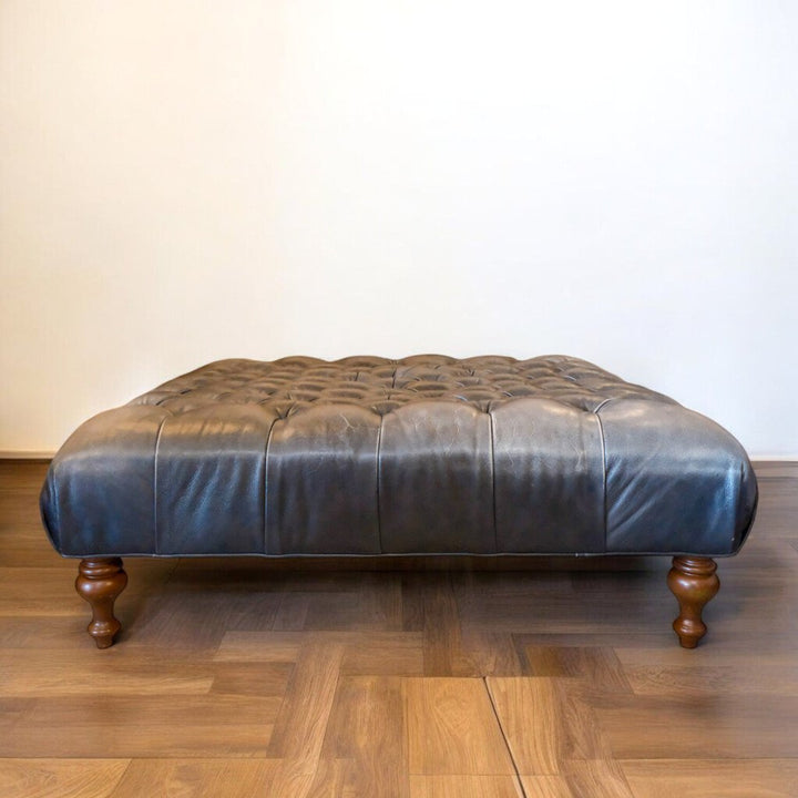 Orig Price $3500 - Tufted Leather Cocktail Ottoman