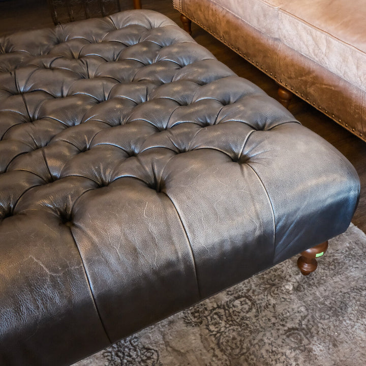 Orig Price $3500 - Tufted Leather Cocktail Ottoman